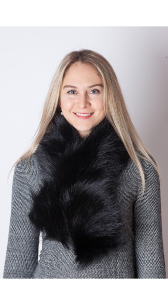 Black Raccoon Fur Scarf | Genuine 