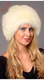 Greenland White-Cream Fox Fur Hat