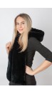 Black rex fur hood-scarf