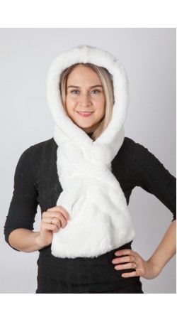 White rex fur hood-scarf