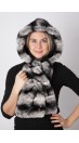 Rex chinchilla fur hood-scarf