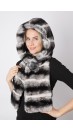 Rex chinchilla fur hood-scarf