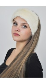 Mink fur headband - white