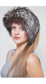 Silver fox fur headband