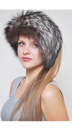 Silver fox fur headband