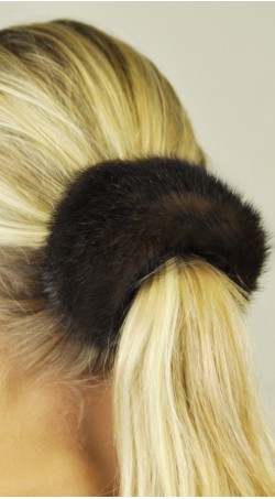 Hair rubber band - mink fur, dark Hair rubber band - mink fur, dark