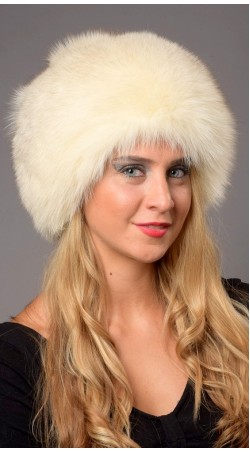 Greenland White-Cream Fox Fur Hat