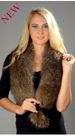 Raccoon fur scarf with pom-poms