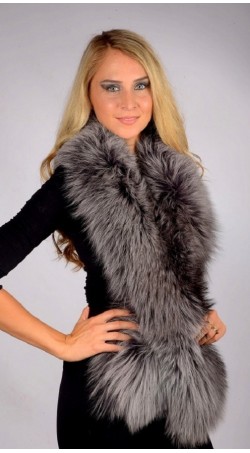 Fox Fur Scarf - Blue