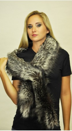 Silver fox fur scarf 