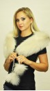 White fox fur scarf - with pom poms