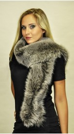 Fox fur scarf - Blue and grey