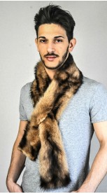 Polecat fur scarf - long cream