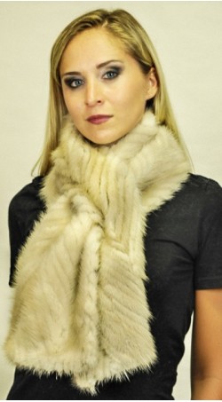 Mink fur scarf - "Beige-cream colour"