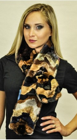Mink fur scarf "Colorful" - Created with mink fur remnants